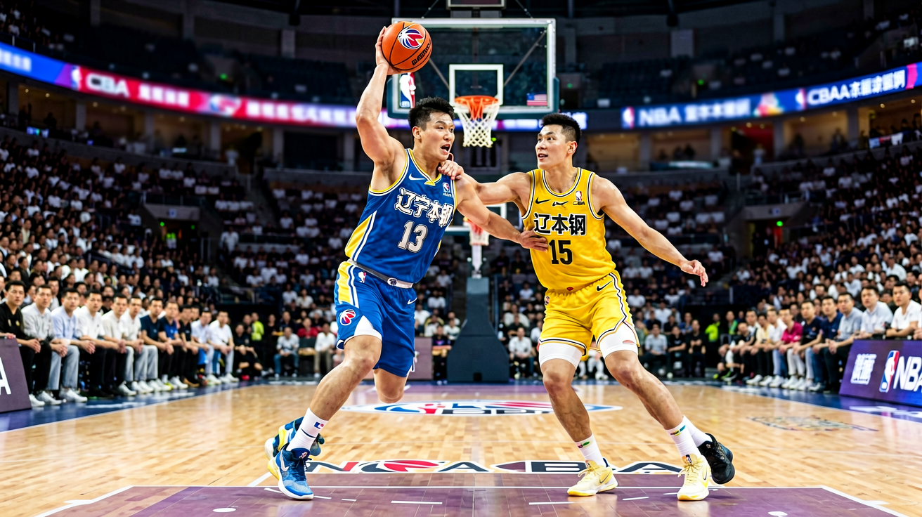 NBA篮球比赛现场高清直播画面，球员激烈对抗
